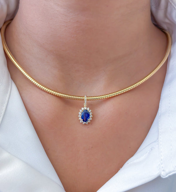 Blue Sapphire Diamond Pendant