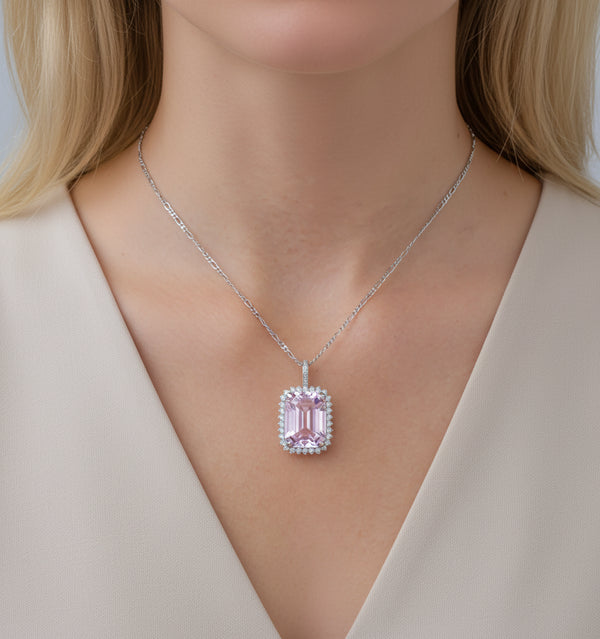 Kunzite Diamond Pendant