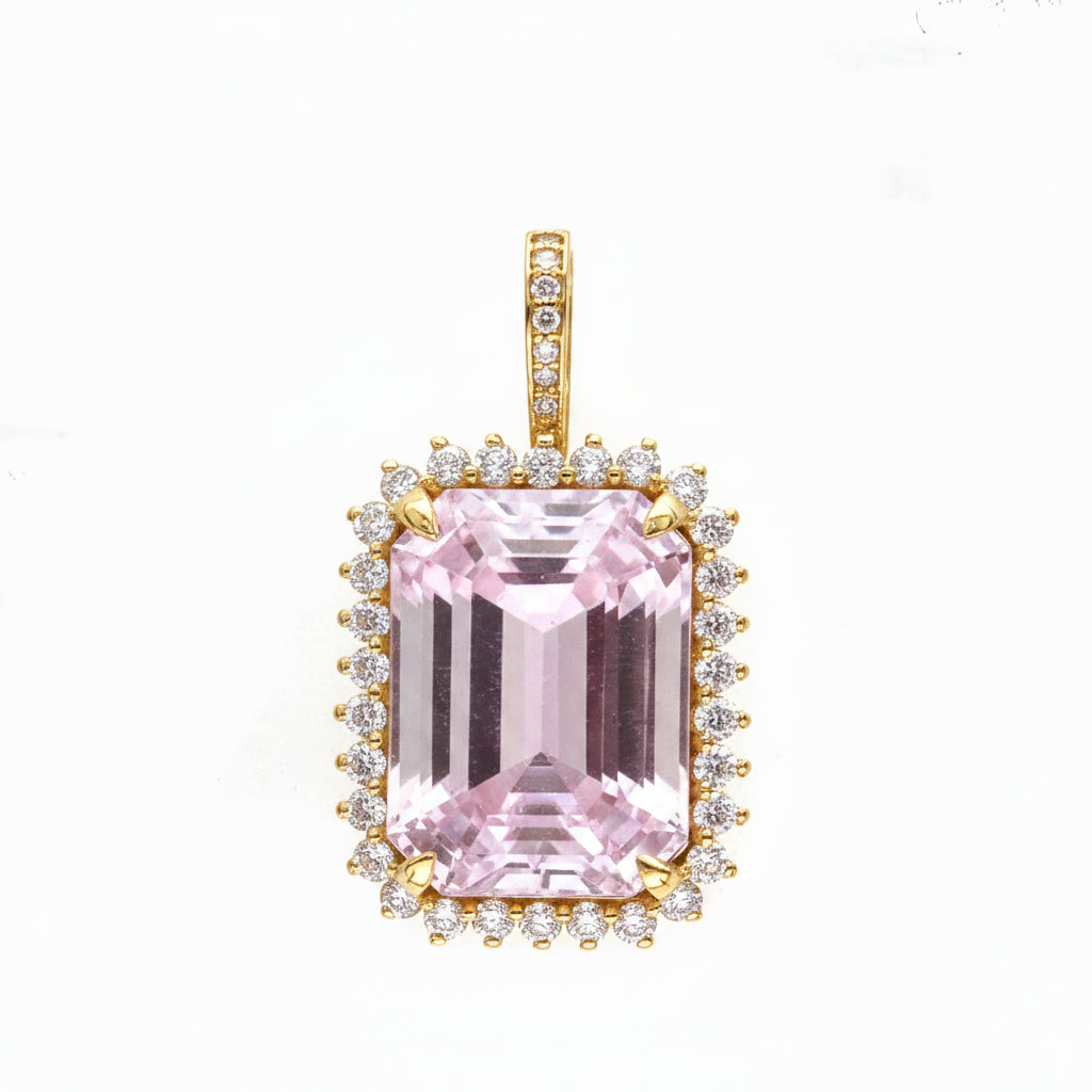 Kunzite Diamond Pendant