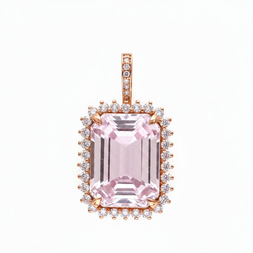 Kunzite Diamond Pendant