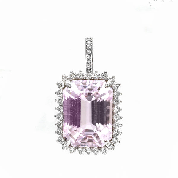 Kunzite Diamond Pendant