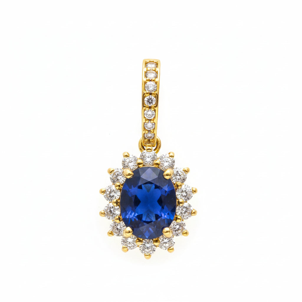 Blue Sapphire Diamond Pendant