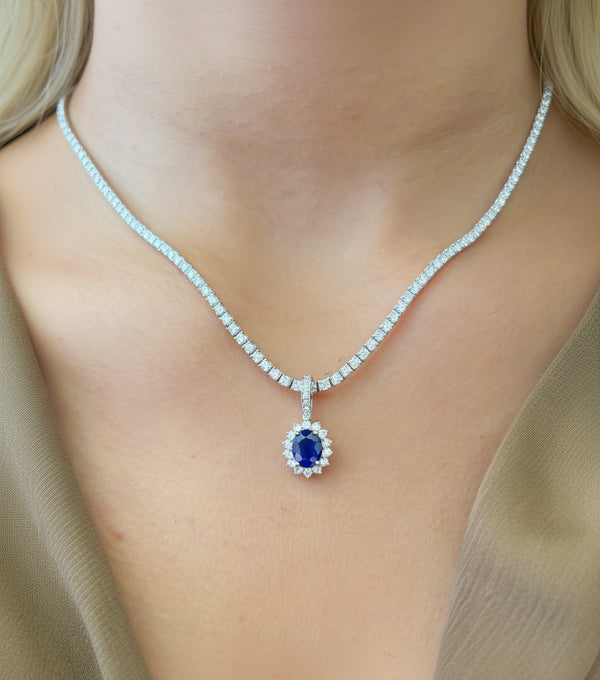 Blue Sapphire Diamond Pendant