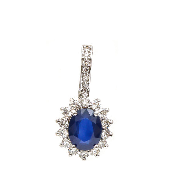 Blue Sapphire Diamond Pendant