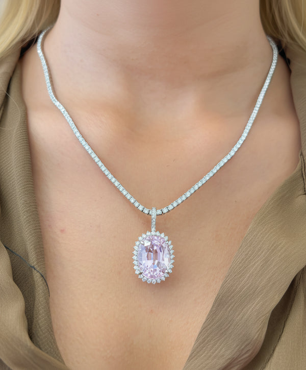 Kunzite Diamond Pendant