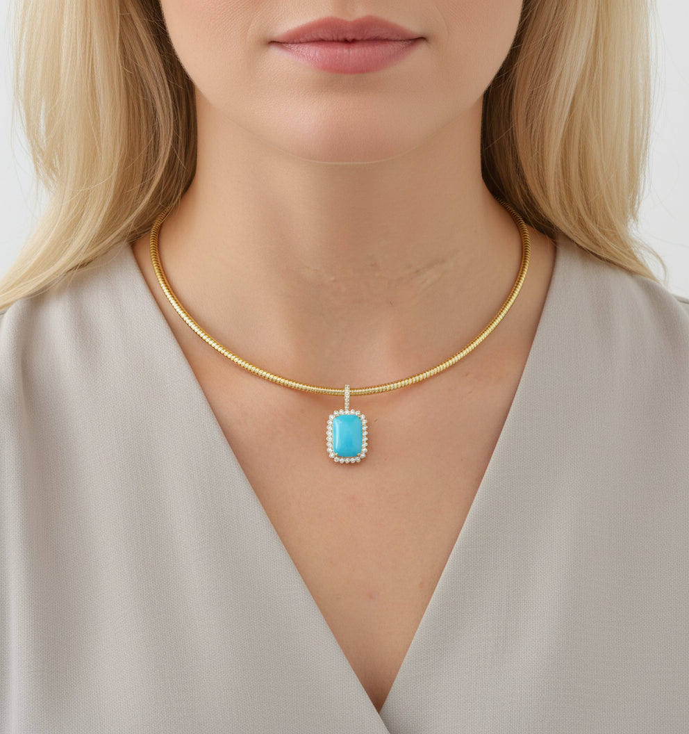 Turquoise Diamond Pendant