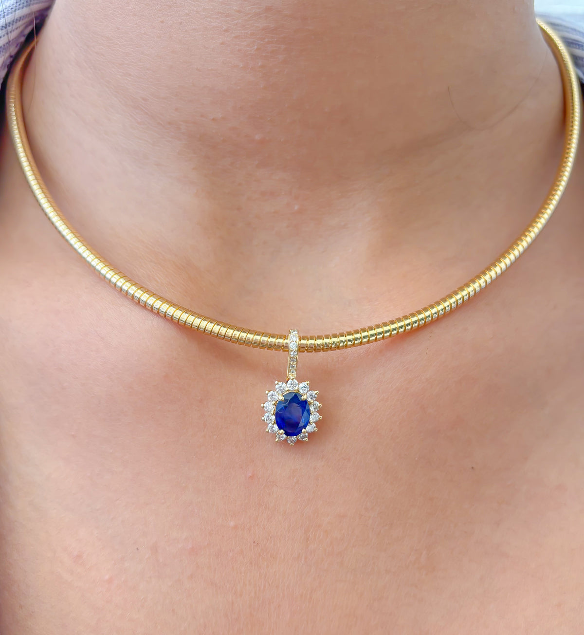 Blue Sapphire Diamond Pendant