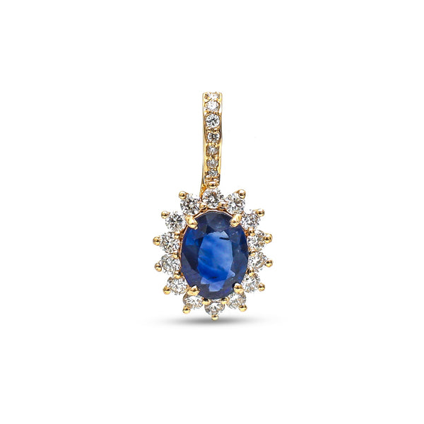 Blue Sapphire Diamond Pendant