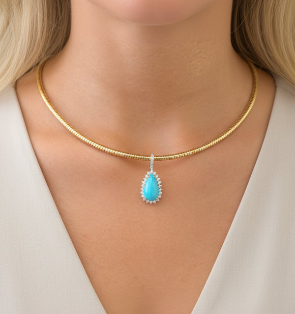 Turquoise Diamond Pendant