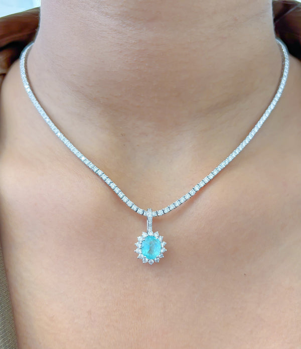 Paraiba Tourmaline Diamond Pendant
