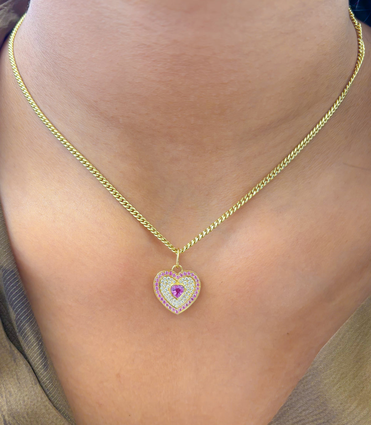 Pink Sapphire Diamond Pendant