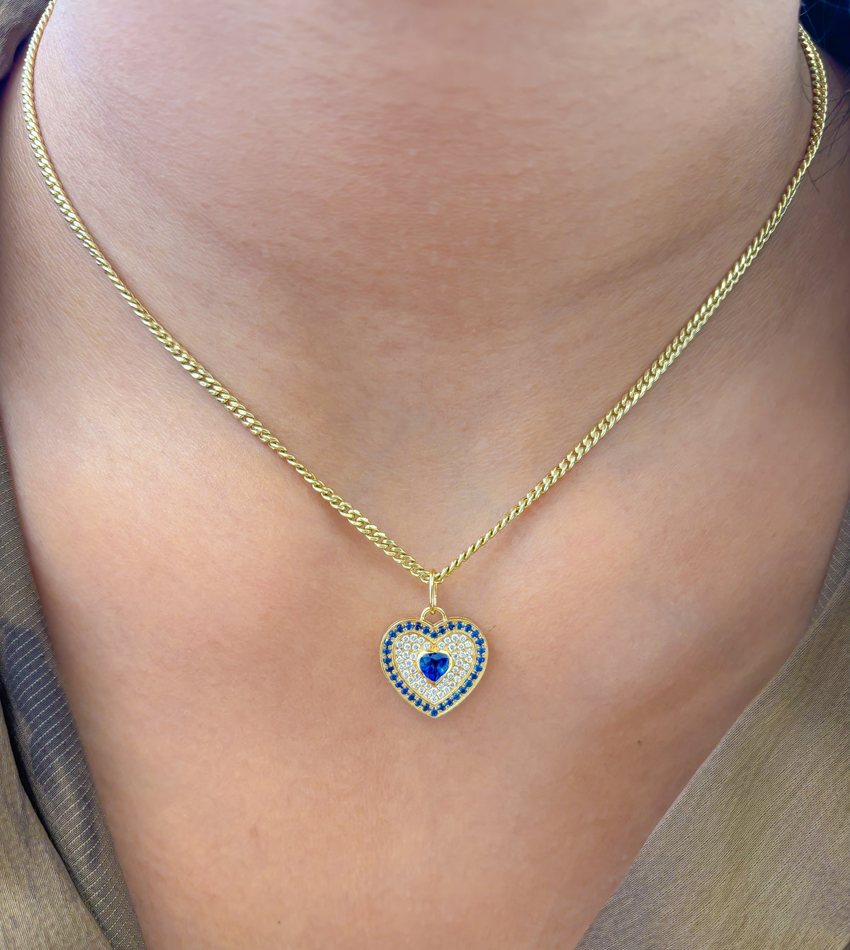 Blue Sapphire Diamond Pendant