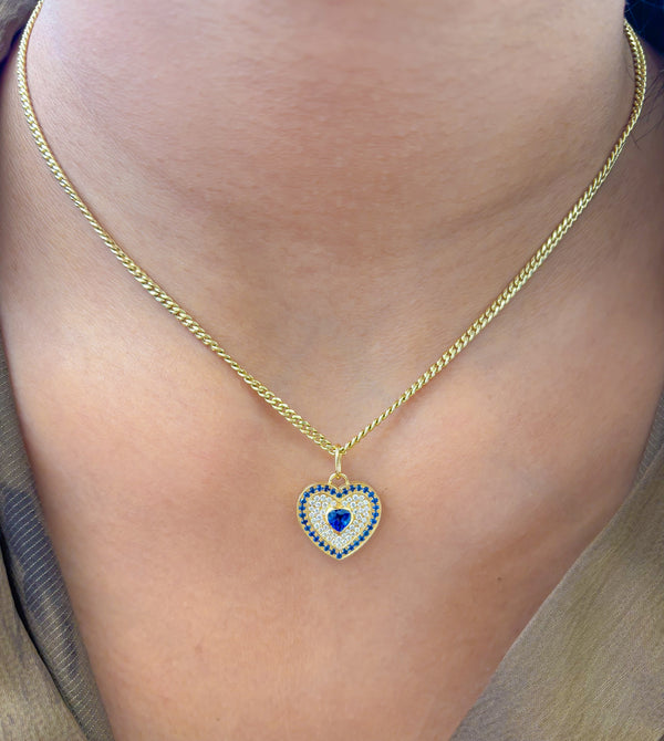 Blue Sapphire Diamond Pendant