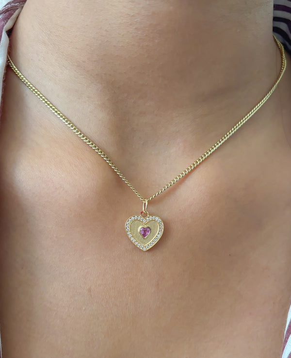 Pink Sapphire Diamond Pendant