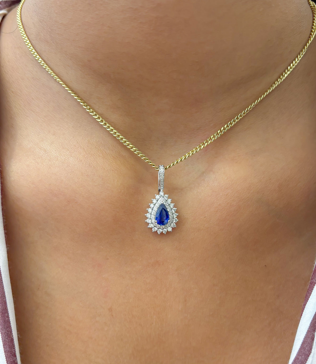 Blue Sapphire Diamond Pendant