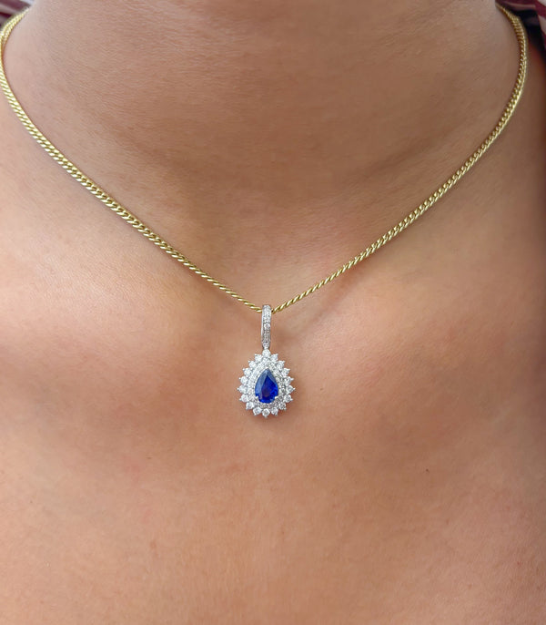 Blue Sapphire Diamond Pendant