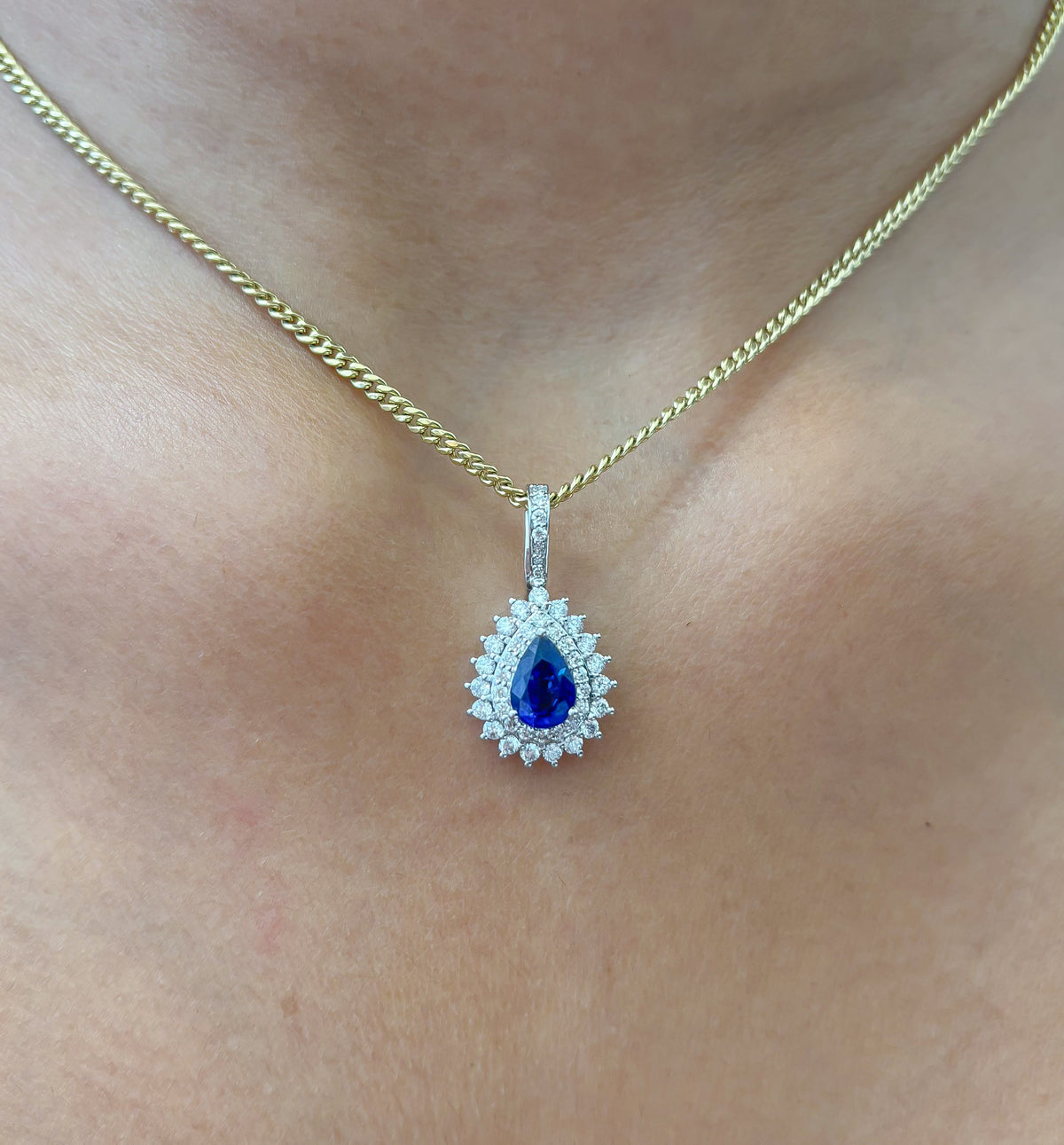 Blue Sapphire Diamond Pendant