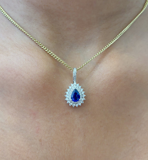 Blue Sapphire Diamond Pendant