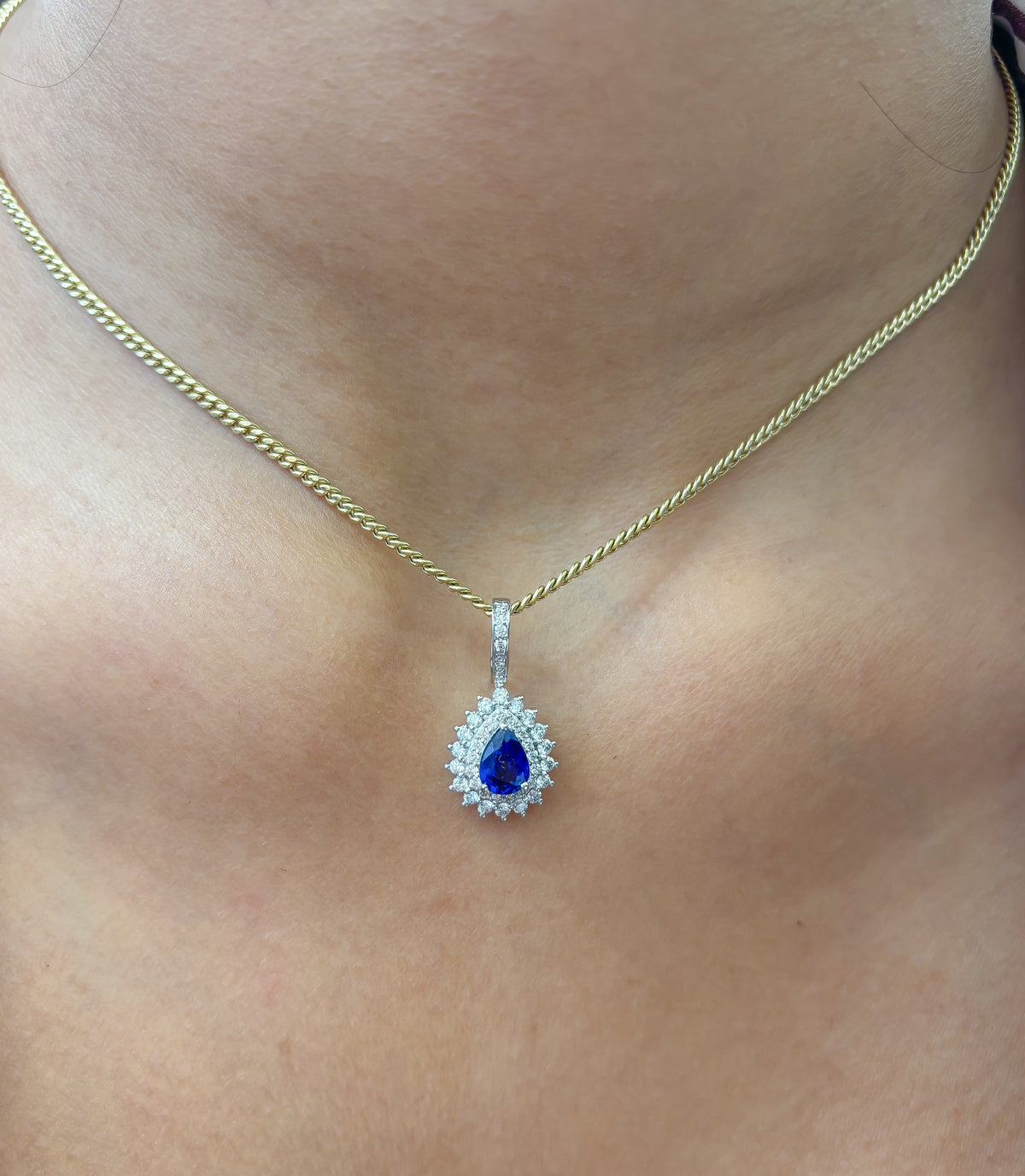 Blue Sapphire Diamond Pendant