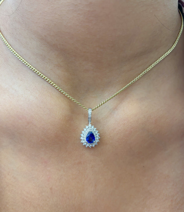 Blue Sapphire Diamond Pendant