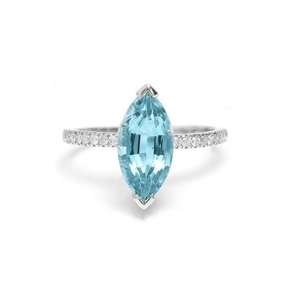 Aquamarine Diamond Ring