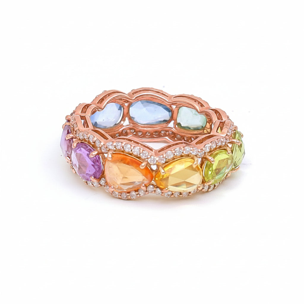 Rainbow Sapphire Diamond Ring