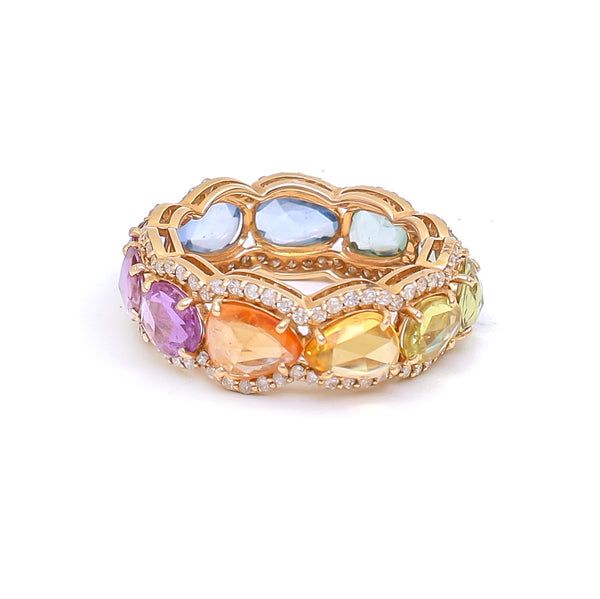 Rainbow Sapphire Diamond Ring