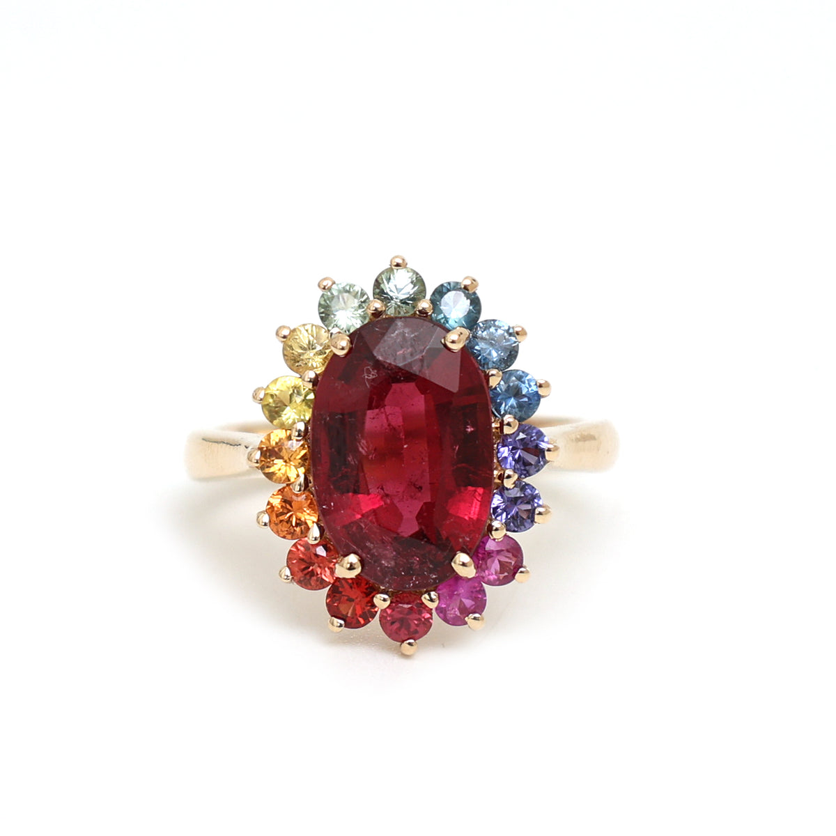 Rubillite Rainbow Sapphire Ring