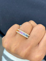 Rainbow Sapphire Diamond Ring
