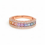Rainbow Sapphire Diamond Ring