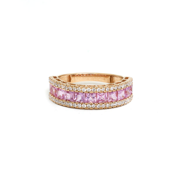 Pink Sapphire Diamond Ring