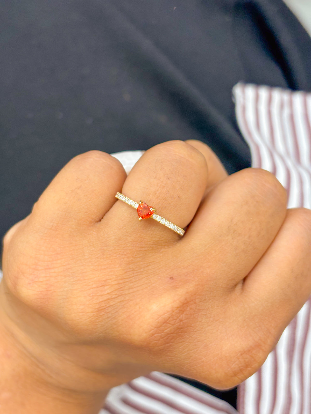 Orange Sapphire Diamond Ring