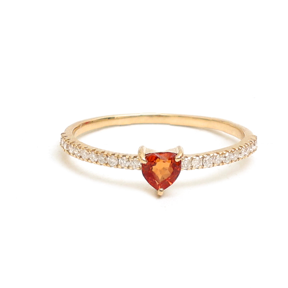 Orange Sapphire Diamond Ring