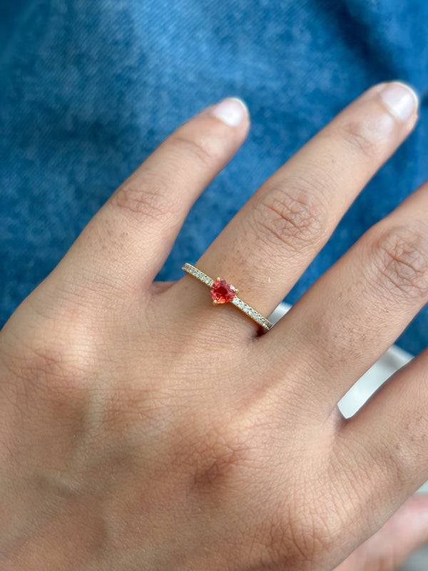 Orange Sapphire Diamond Ring