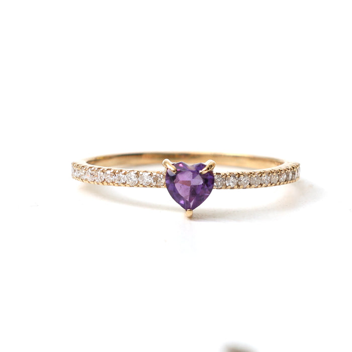 Amethyst Diamond Ring
