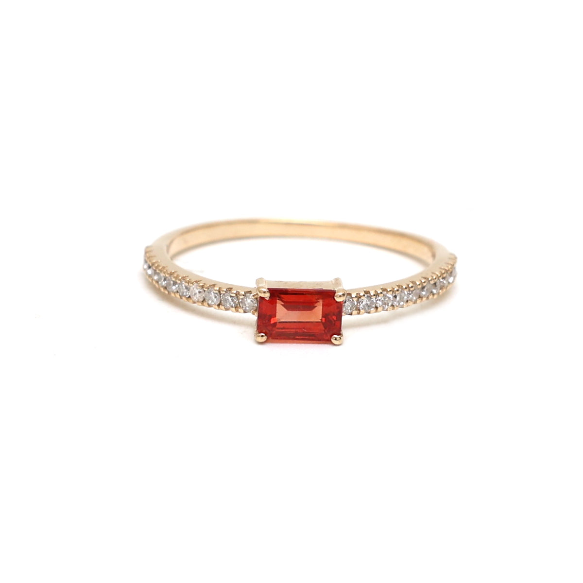 Orange Sapphire Diamond Ring