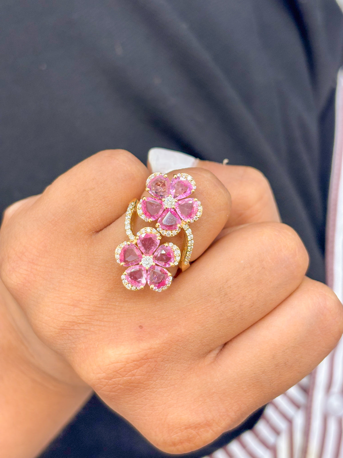 Pink Sapphire Diamond Ring