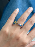 Rainbow Sapphire Diamond Ring
