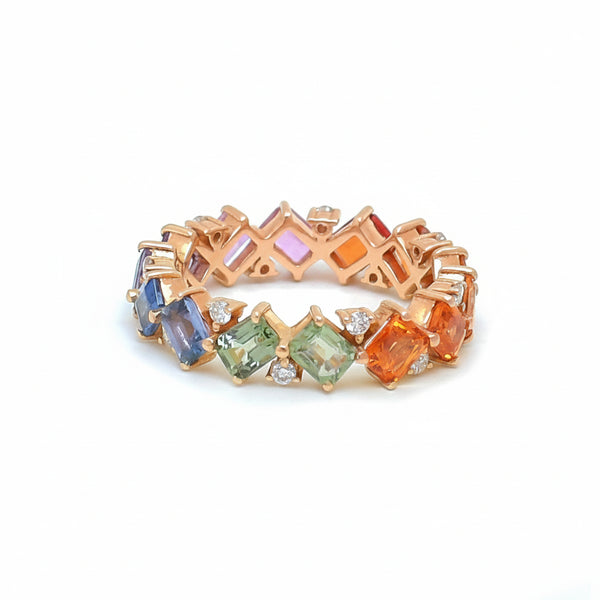 Rainbow Sapphire Diamond Ring