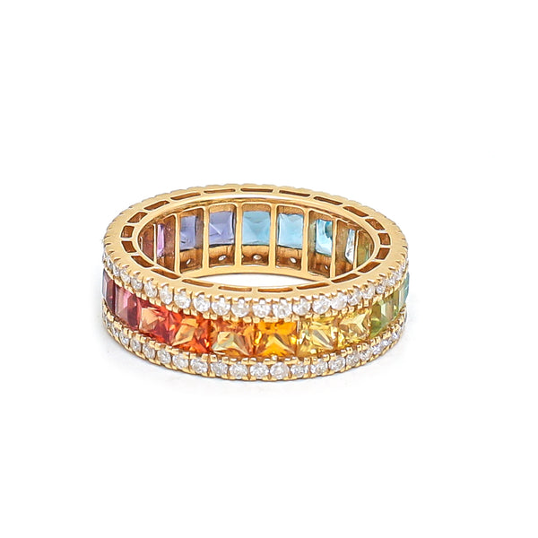 Rainbow Gemstone Diamond Ring