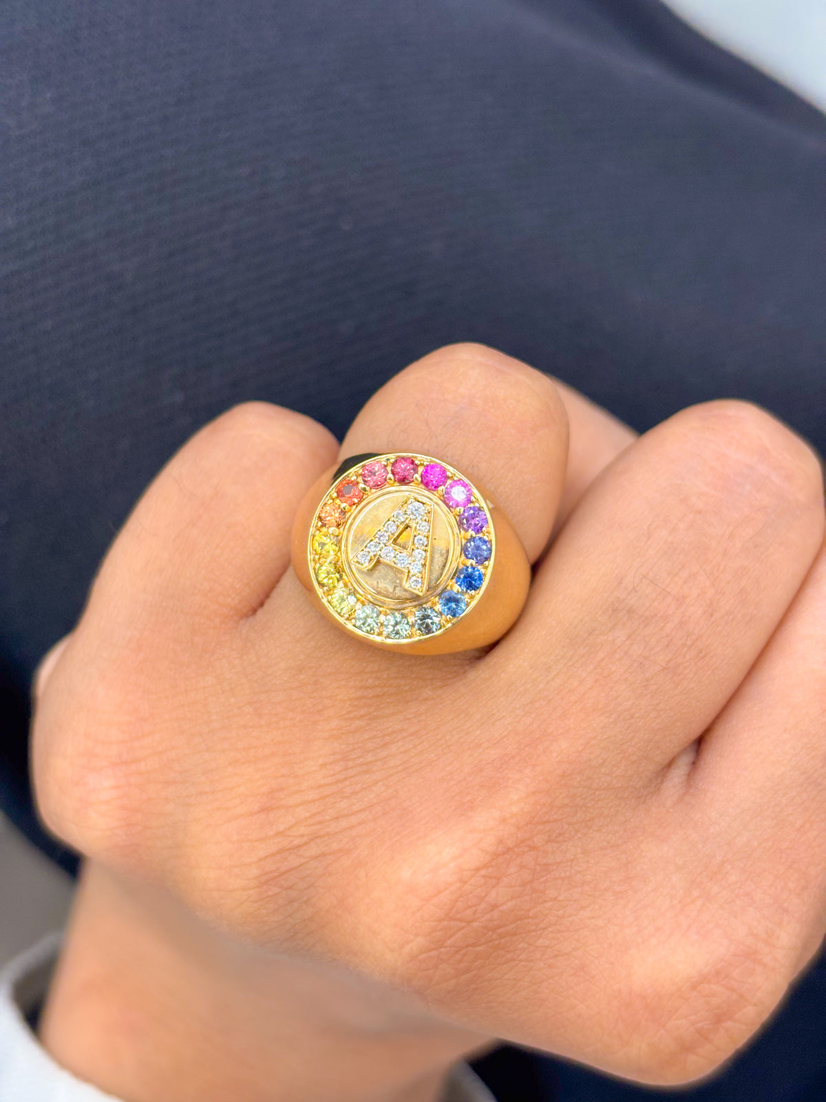 Rainbow Sapphire Diamond Ring