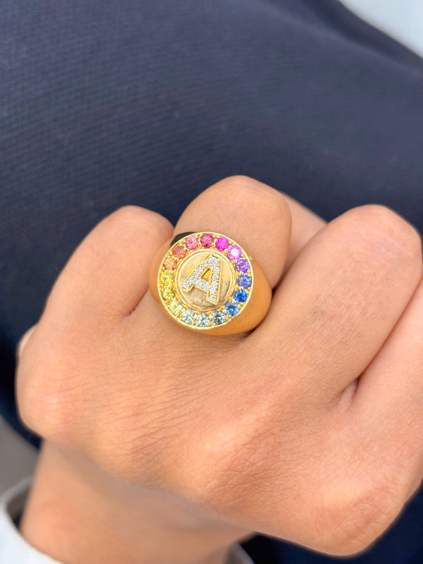 Rainbow Sapphire Diamond Ring