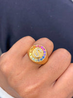 Rainbow Sapphire Diamond Ring