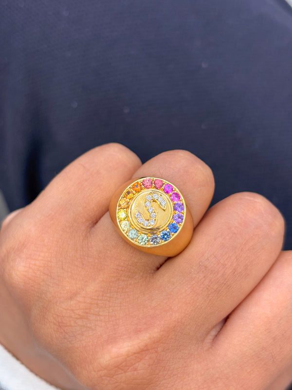 Rainbow Sapphire Diamond Ring