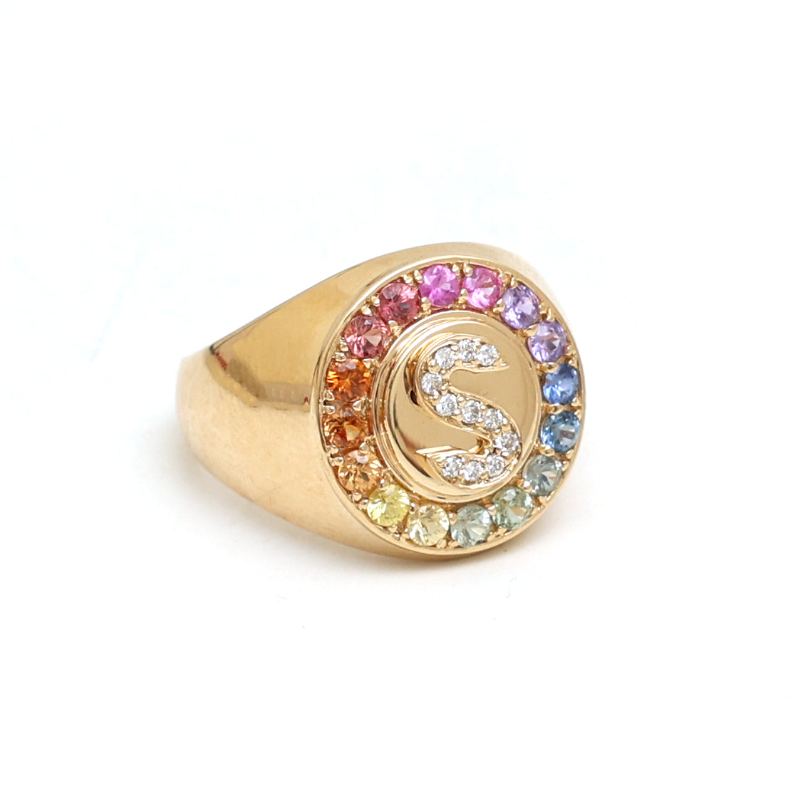 Rainbow Sapphire Diamond Ring
