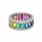 Rainbow Gemstone Diamond Ring