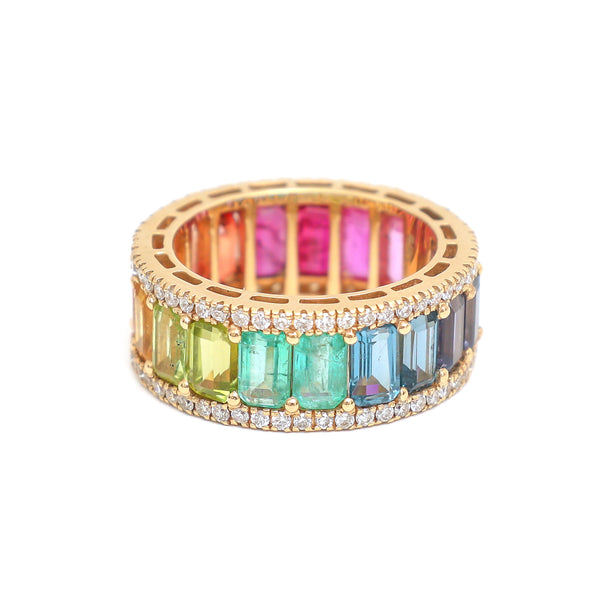 Rainbow Gemstone Diamond Ring
