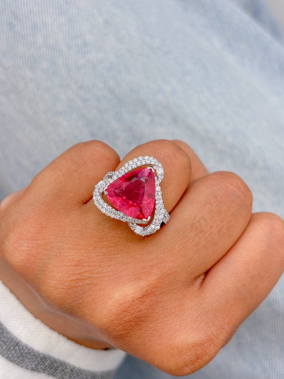 Rubillite Diamond Ring