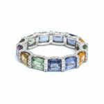 Rainbow Sapphire Diamond Ring