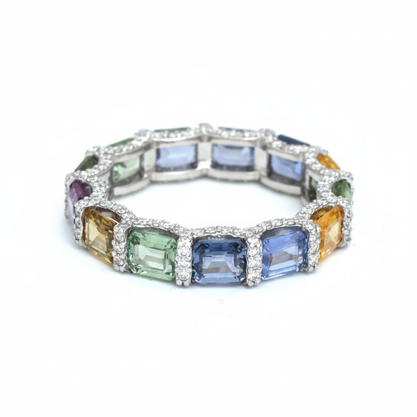 Rainbow Sapphire Diamond Ring